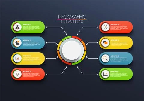 Vector infographic template with 3D paper label, integrated circles. Business Stock Illustration