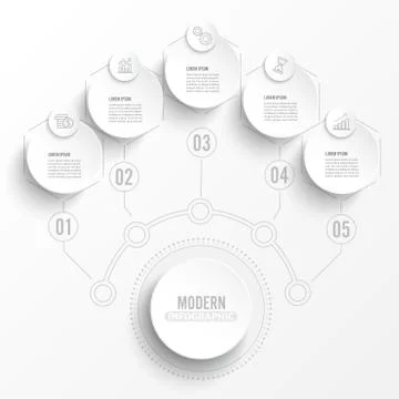 Vector infographic template with 3D paper label, integrated circles. Business Stock Illustration