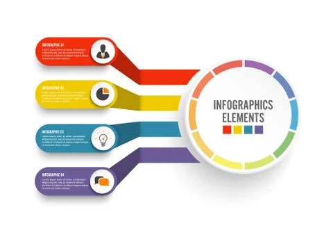 Vector infographic template with 3D paper label, integrated circles. Business Stock Illustration