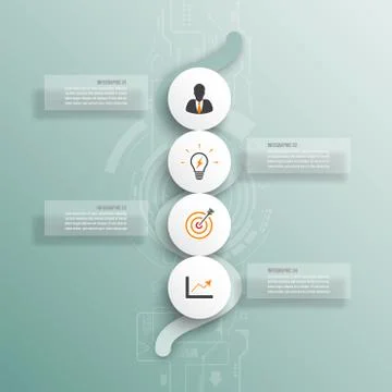 Vector infographic template with 3D paper label, integrated circles. Business Stock Illustration