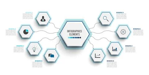 Vector infographic template with 3D paper label, integrated circles. Business Stock Illustration