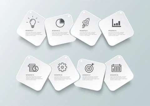 Vector infographic template with 3D paper label, integrated circles. Business Stock Illustration