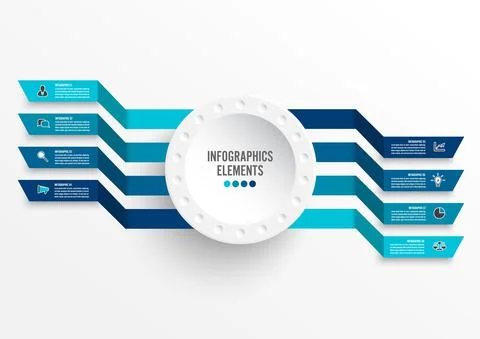 Vector infographic template with 3D paper label, integrated circles. Business Stock Illustration