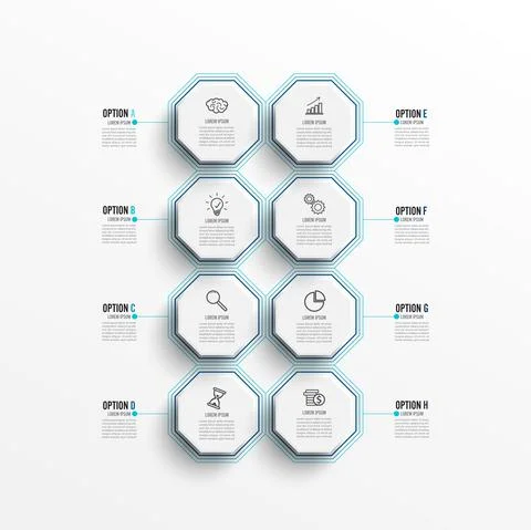 Vector infographic template with 3D paper label, integrated circles. Business Stock Illustration