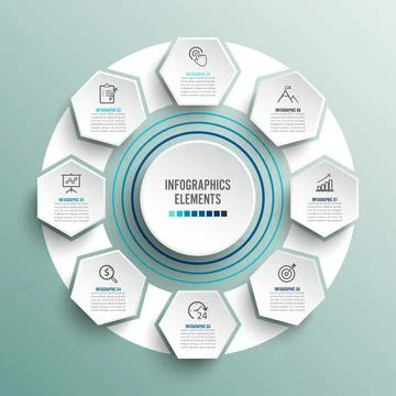 Vector infographic template with 3D paper label, integrated circles. Business Stock Illustration