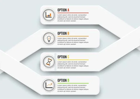 Vector infographic template with 3D paper label, integrated circles. Business Stock Illustration
