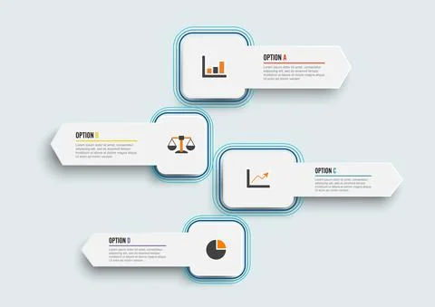 Vector infographic template with 3D paper label, integrated circles. Business Stock Illustration