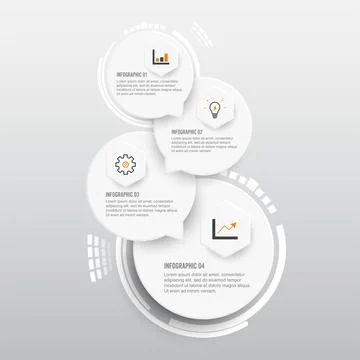 Vector infographic template with 3D paper label, integrated circles. Business Stock Illustration