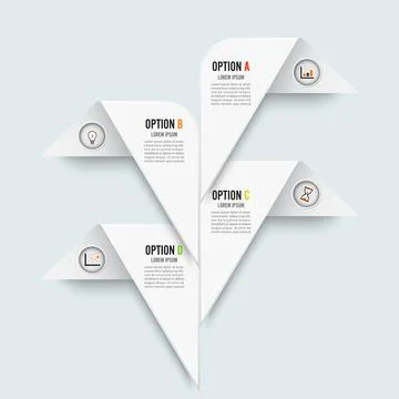 Vector infographic template with 3D paper label, integrated circles. Business Stock Illustration