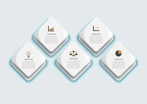 Vector infographic template with 3D paper label, integrated circles. Business Stock Illustration