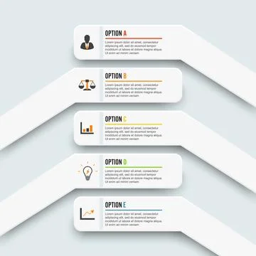 Vector infographic template with 3D paper label, integrated circles. Business Stock Illustration