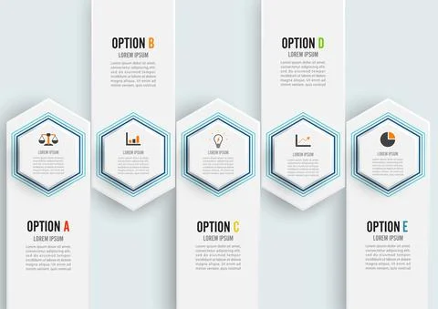 Vector infographic template with 3D paper label, integrated circles. Business Stock Illustration