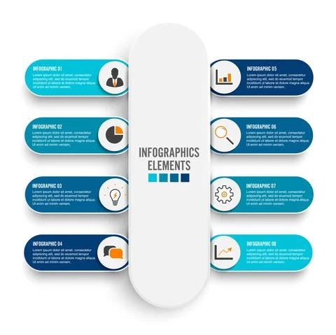 Vector infographic template with 3D paper label, integrated circles. Business Stock Illustration