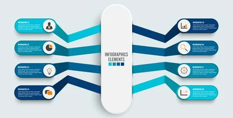 Vector infographic template with 3D paper label, integrated circles. Business Stock Illustration