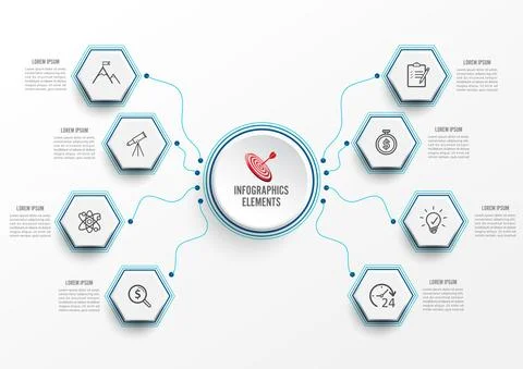 Vector infographic template with 3D paper label, integrated circles. Business Stock Illustration