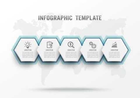 Vector infographic template with 3D paper label. Minimal timeline circle info Stock Illustration