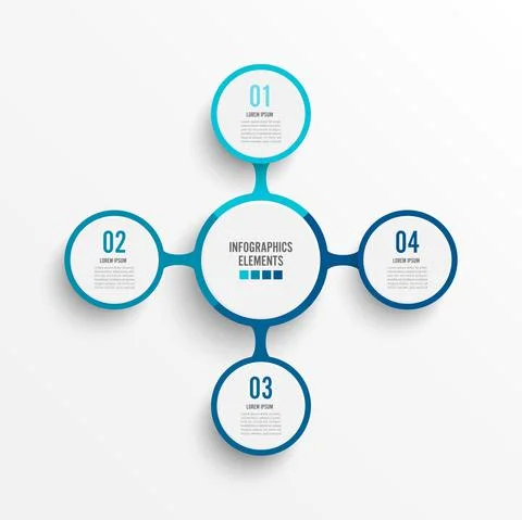 Vector infographic template with 3D paper label, integrated circles. Business Stock Illustration