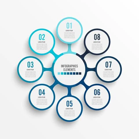Vector infographic template with 3D paper label, integrated circles. Business Stock Illustration