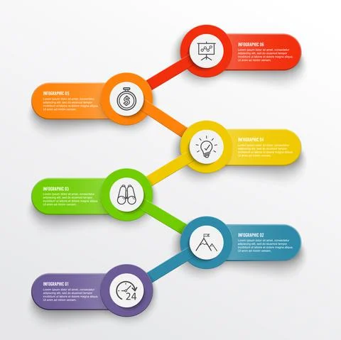 Vector infographic template with 3D paper label, integrated circles. Business Stock Illustration