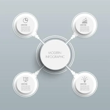 Vector infographic template with 3D paper label, integrated circles. Business Stock Illustration