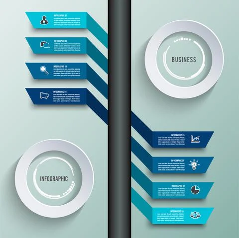 Vector infographic template with 3D paper label, integrated circles. Business Stock Illustration
