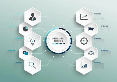 Vector infographic template with 3D paper label, integrated circles. Business Stock Illustration
