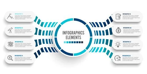 Vector infographic template with 3D paper label, integrated circles. Business Stock Illustration