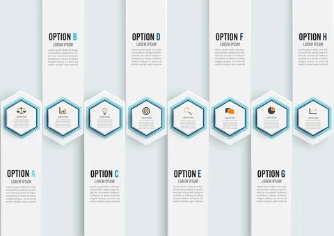 Vector infographic template with 3D paper label, integrated circles. Business Stock Illustration