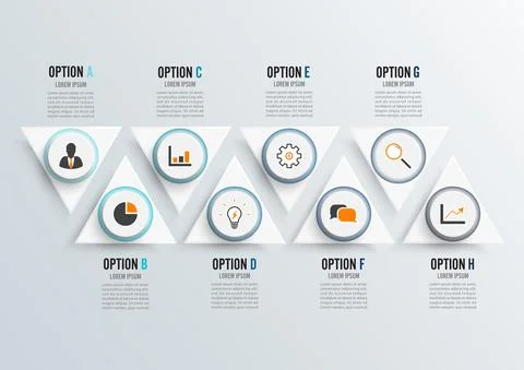 Vector infographic template with 3D paper label, integrated circles. Business Stock Illustration