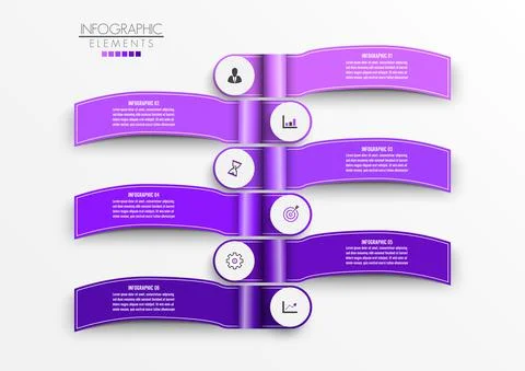 Vector infographic template with 3D paper label, integrated circles. Business Stock Illustration