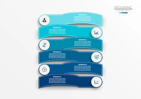 Vector infographic template with 3D paper label, integrated circles. Business Stock Illustration