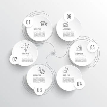 Vector infographic template with 3D paper label, integrated circles. Business Stock Illustration