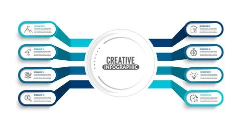 Vector infographic template with 3D paper label, integrated circles. Business Stock Illustration