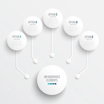 Vector infographic template with 3D paper label, integrated circles. Business Stock Illustration