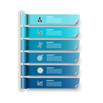 Vector infographic template with 3D paper label, integrated circles. Business Stock Illustration
