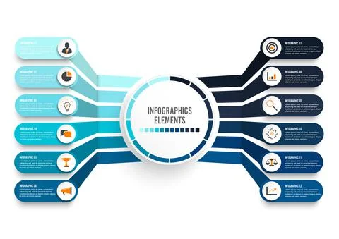 Vector infographic template with 3D paper label, integrated circles. Business Stock Illustration