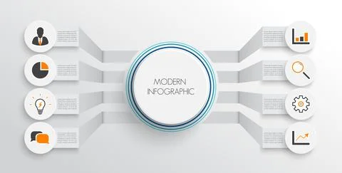 Vector infographic template with 3D paper label, integrated circles. Business Stock Illustration