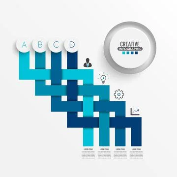 Vector infographic template with 3D paper label, Business concept with 4 opti Stock Illustration
