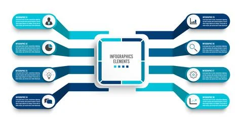 Vector infographic template with 3D paper label, integrated circles. Busine.. Stock Illustration