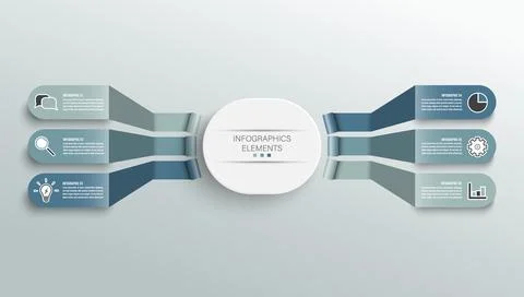 Vector infographic template with 3D paper label, integrated circles. Busine.. Stock Illustration