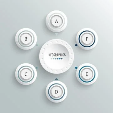 Vector infographic template with 3D paper label, integrated circles. Busine.. Stock Illustration