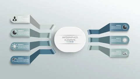 Vector infographic template with 3D paper label, integrated circles. Busine.. Stock Illustration