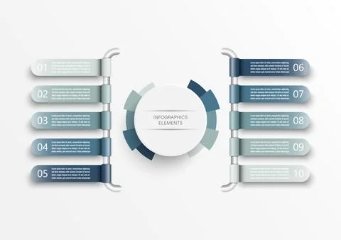 Vector infographic template with 3D paper label, integrated circles. Busine.. Stock Illustration
