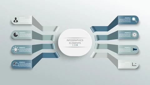 Vector infographic template with 3D paper label, integrated circles. Busine.. Stock Illustration