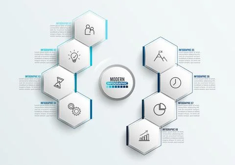 Vector infographic template with 3D paper label, integrated circles. Busine.. Stock Illustration
