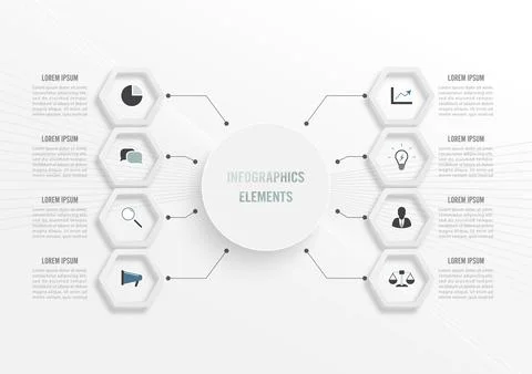 Vector infographic template with 3D paper label, integrated circles. Busine.. Stock Illustration