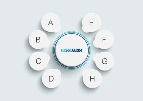 Vector infographic template with 3D paper label, integrated circles. Busine.. Stock Illustration