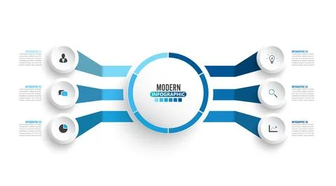 Vector infographic template with 3D paper label, integrated circles. Busine.. Stock Illustration