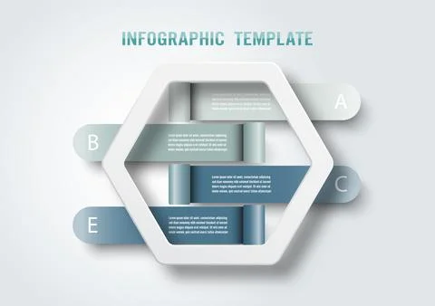 Vector infographic template with 3D paper label, integrated circles. Busine.. Stock Illustration