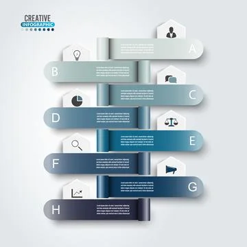 Vector infographic template with 3D paper label, integrated circles. Busine.. Stock Illustration